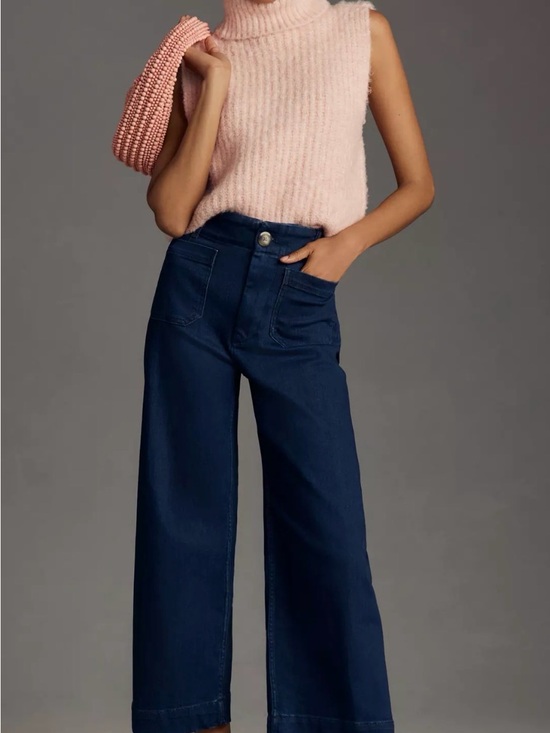 Maeve Pants - Maeve High-Rise Wide-Leg Cropped Jeans in Deep Blue
